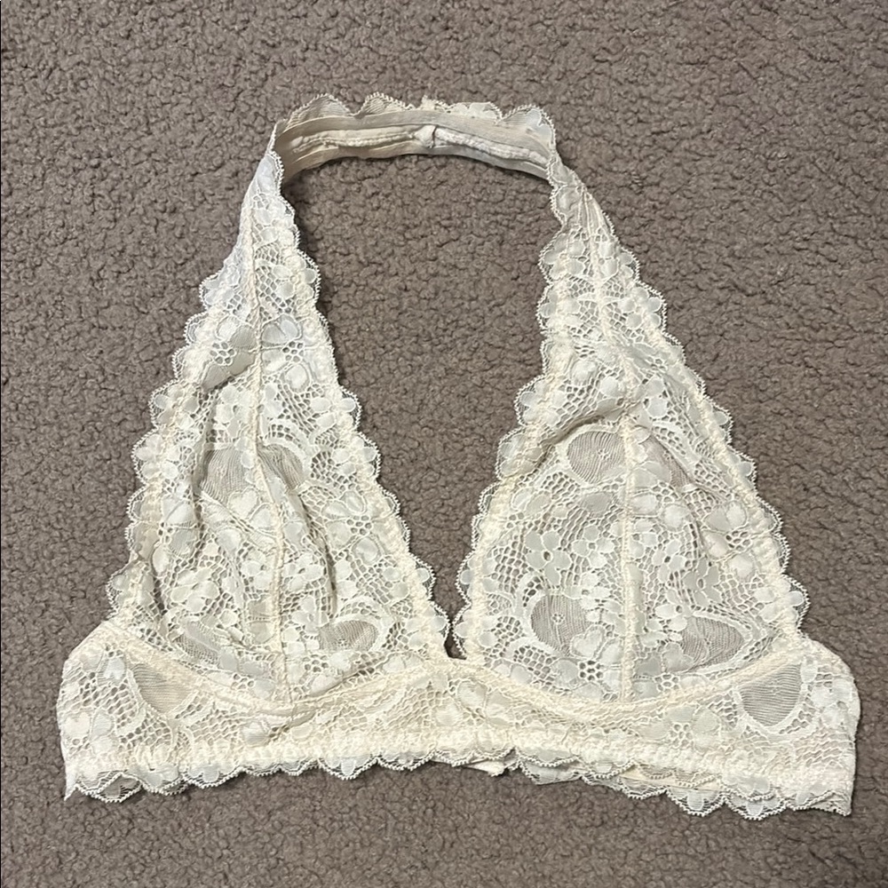 Free People Ivory Lace Halter Bralette